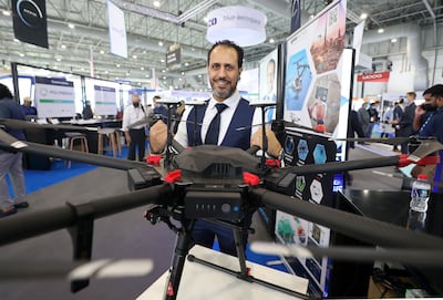 Mohamed Shawky, chief executive and founder of GeoDrones, designs software for automated aerial vehicles, and is exhibiting at Dubai Airshow. Chris Whiteoak / The National