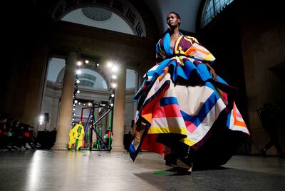 A look from the Roksanda autumn/winter 2022 collection, shown at Tate Britain during London Fashion Week. PA