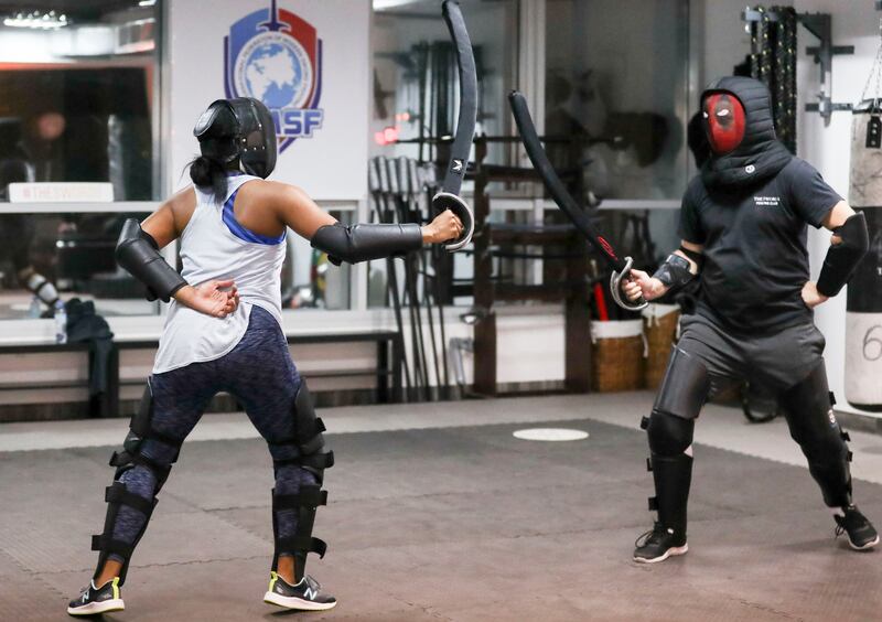 Josephine Kabambi, 32 from the US, recently joined The Swords Fencing Club in Abu Dhabi. All pictures by Khushnum Bhandari / The National