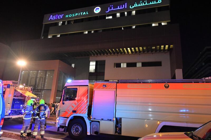A minor fire broke out in a Dubai hospital on Monday night. Courtesy: Dubai Civil Defence