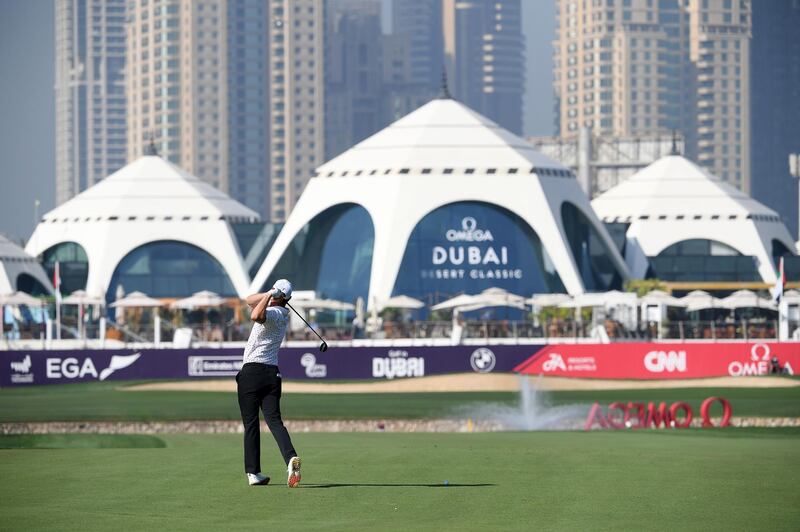 England's Justin Rose plays his second shot on the eighteenth on his way to an opening 71. Getty