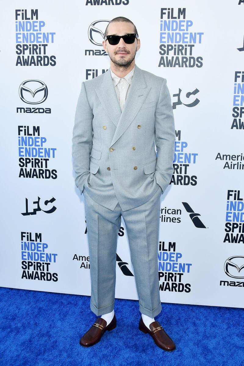 Shia LaBeouf arrives for the 35th Film Independent Spirit Awards in California on February 8, 2020. AFP
