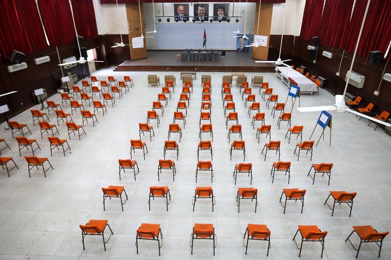 An election vote counting center is seen ahead of parliamentary elections which will be held on November 10, amid fears over rising number of the coronavirus disease cases, in Amman, Jordan. REUTERS