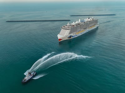The AIDAcosma is a liquid natural gas-powered ship with a capacity of over 5,500 passengers. Photo: Dubai Harbour