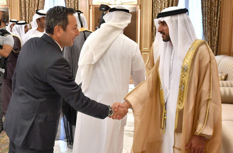 Sheikh Hamdan greets guests.