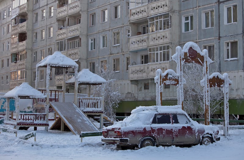 A children's playground stands frozen in time. Reuters