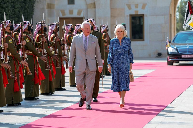 Prince Charles and Camilla were then driven to Al Husseiniya Palace. Reuters