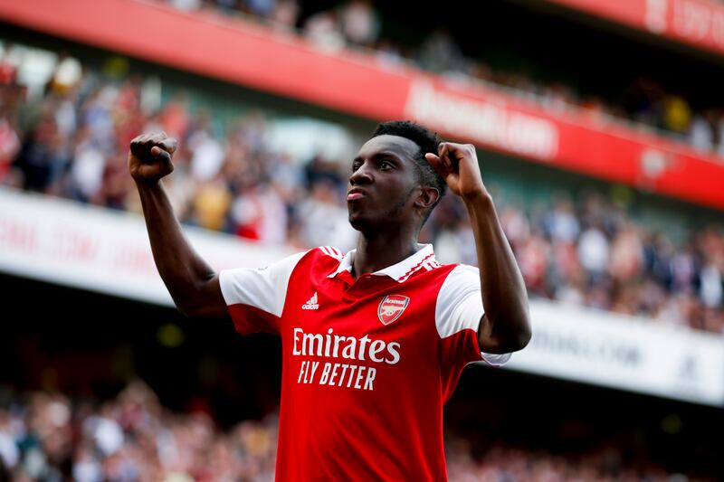 Eddie Nketiah scored 10 goals in all competitions for Arsenal last season. AP