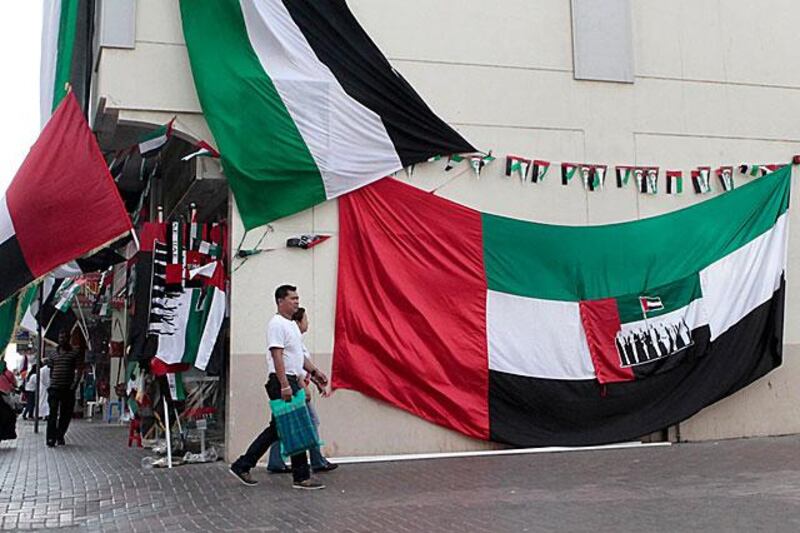 A shop in Dubai prepares for National Day. Jeffrey E Biteng / The National