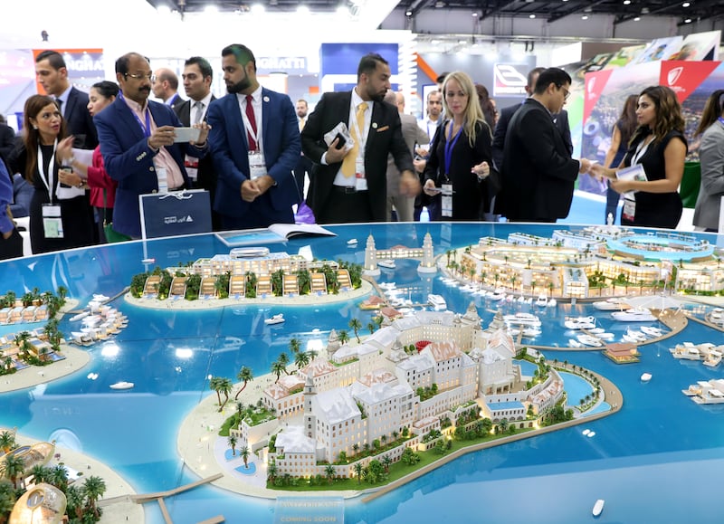Dubai, United Arab Emirates - September 11th, 2017: Visitors at the Heart of Europe project by Kleindienst at the 16th addition of Cityscape Global. Monday, September 11th, 2017 at World Trade centre, Dubai. 