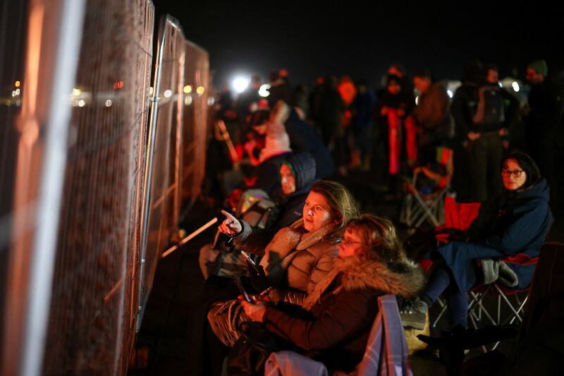 Spectators gather in Cornwall to watch the launch. Reuters