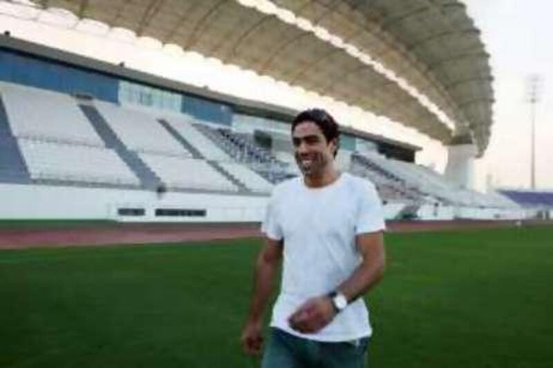 Al Ain- July 24- 2008 - Andre Philippe Diaz (SP) of the Al Ain football club walks on the teams pitch after a press conference for his sign -up with the team July 24, 2008.  (Andre Forget / The National) *** Local Caption ***  AF001-diaz.jpg