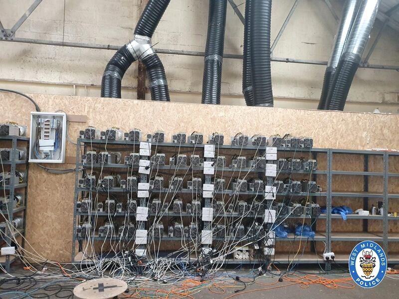 Pictures of the Bitcoin mine discovered during a raid by police in Sandwell, England, earlier this month. West Midlands Police