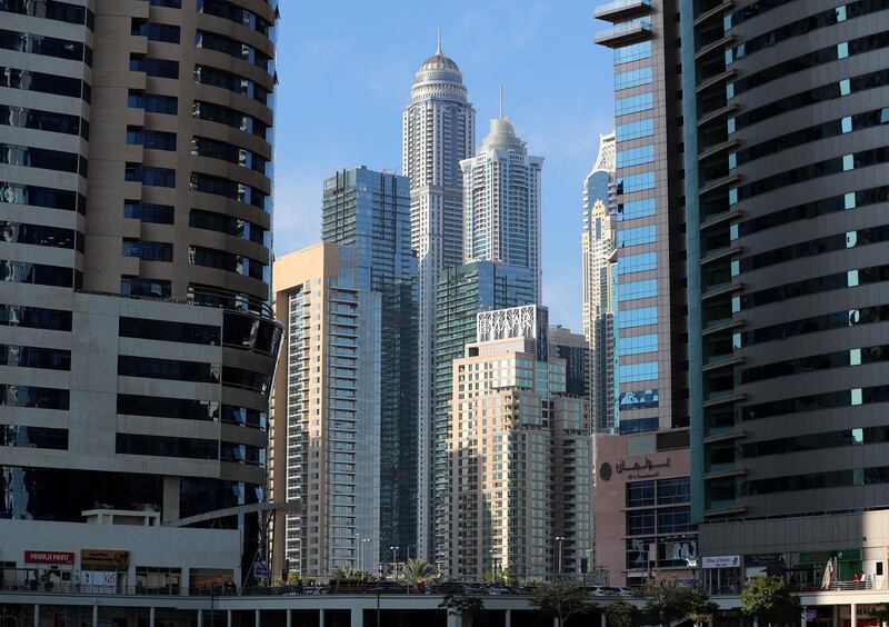 Dubai, United Arab Emirates - Reporter: N/A: Stock. General view of the Marina. Tuesday, 18th of February, 2020. JLT, Dubai. Chris Whiteoak / The National