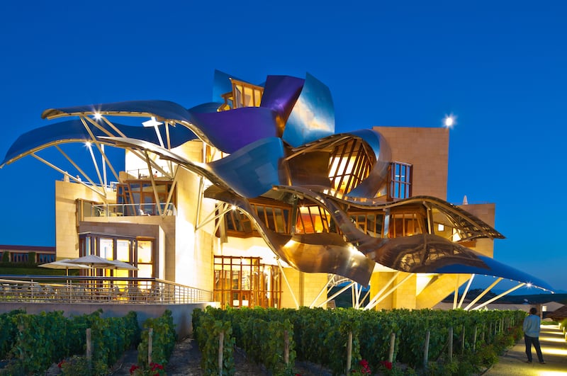 Hotel Marques de Riscal, designed by architects Frank Owen and Frank Gehry, in Elciego, Alava, Basque Country, Spain