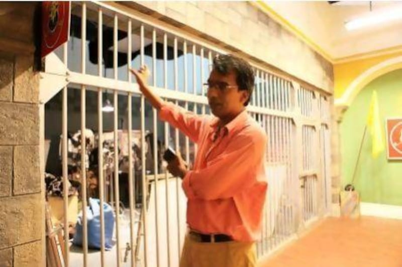 Sagar Upadhyay, art director with KV Arts, at the police station and jail set at the MNC studio in Malad near Mumbai.