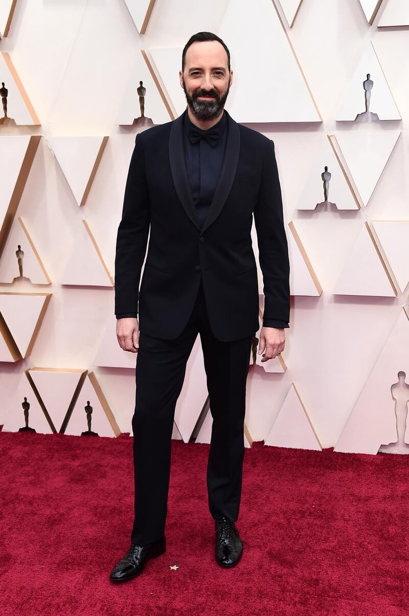 Tony Hale arrives at the Oscars on Sunday, February 9, 2020, at the Dolby Theatre in Los Angeles. AP