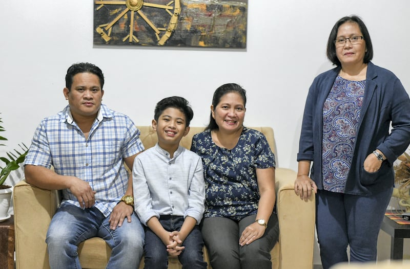 Peter Rosalita-AD  Peter Rosalita, 10, with his parents Ruel Rosalita, Vilma Villegas, and aunt Mary Jane Villegas in Abu Dhabi on June 7, 2021.
Reporter: David Tusing Features
