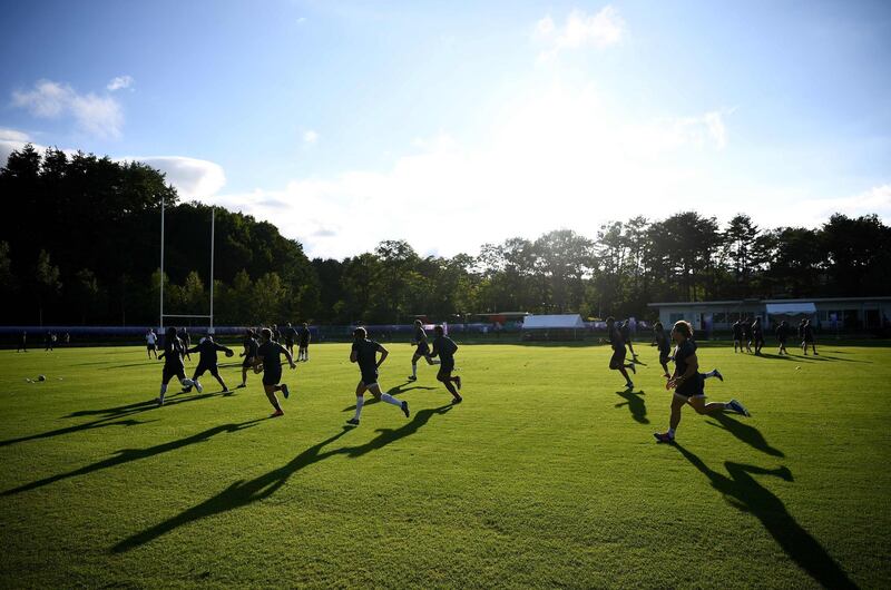 France's players attend a training session at the Fuji Hokuroku Park in Fujiyoshida. AFP