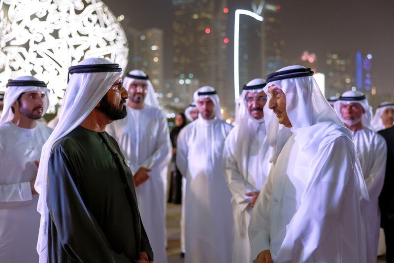 Sheikh Mohammed bin Rashid, Vice President and Ruler of Dubai, at the Ramadan event at the Museum of the Future.