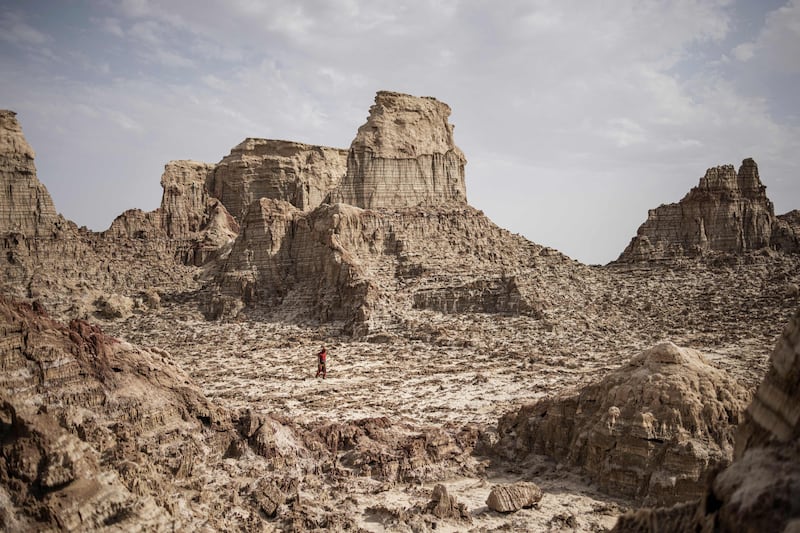 A man walks through a salt canyon in the Danakil Depression, in the heart of the Horn of Africa. The area in Ethiopia is one of the hottest, most inhospitable places on earth, with temperatures topping 50°C. AFP