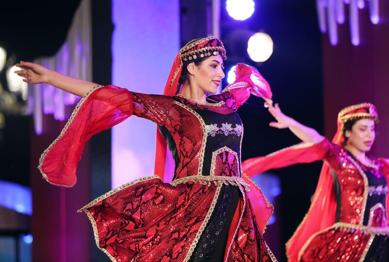 Syrian cultural performers during New Year's Eve at Global Village, Dubai. Chris Whiteoak / The National