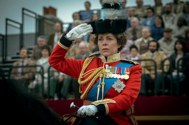 This image released by Netflix shows Olivia Colman as Queen Elizabeth II in a scene from "The Crown. "  (Liam Daniel / Netflix via AP)