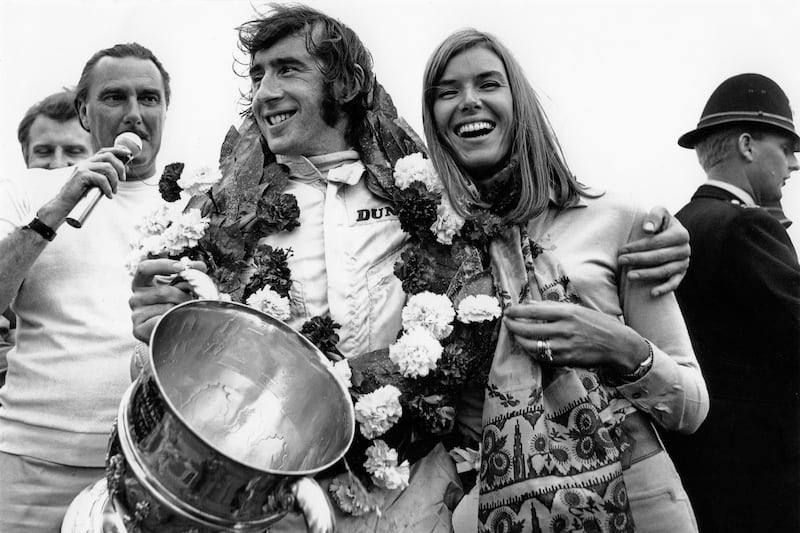 Jackie Stewart, Helen Stewart, Grand Prix of Great Britain, Silverstone Circuit, July 19, 1969. Getty Images