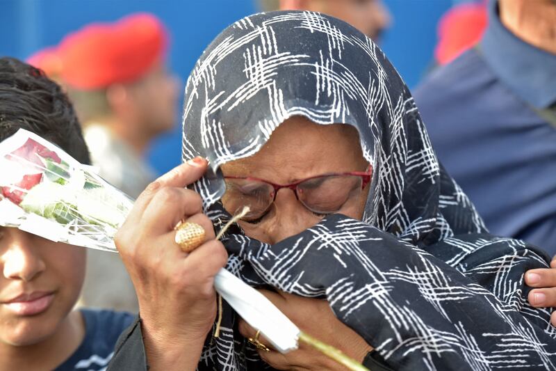 Tears on arrival in Jeddah following the rescue operation.  AFP