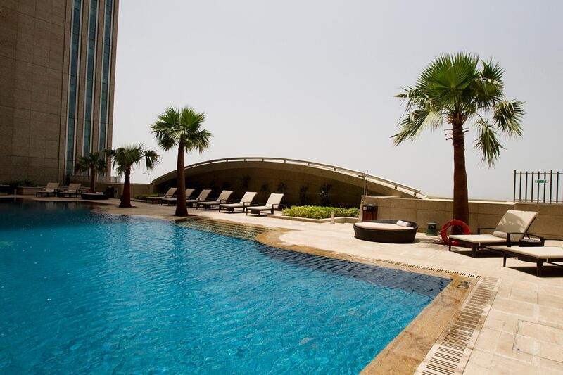 Abu Dhabi, May 13, 2012 --   STOCK  Pool deck at Sofitel in Abu Dhabi, May 13, 2012. (Photo by: Sarah Dea/The National)