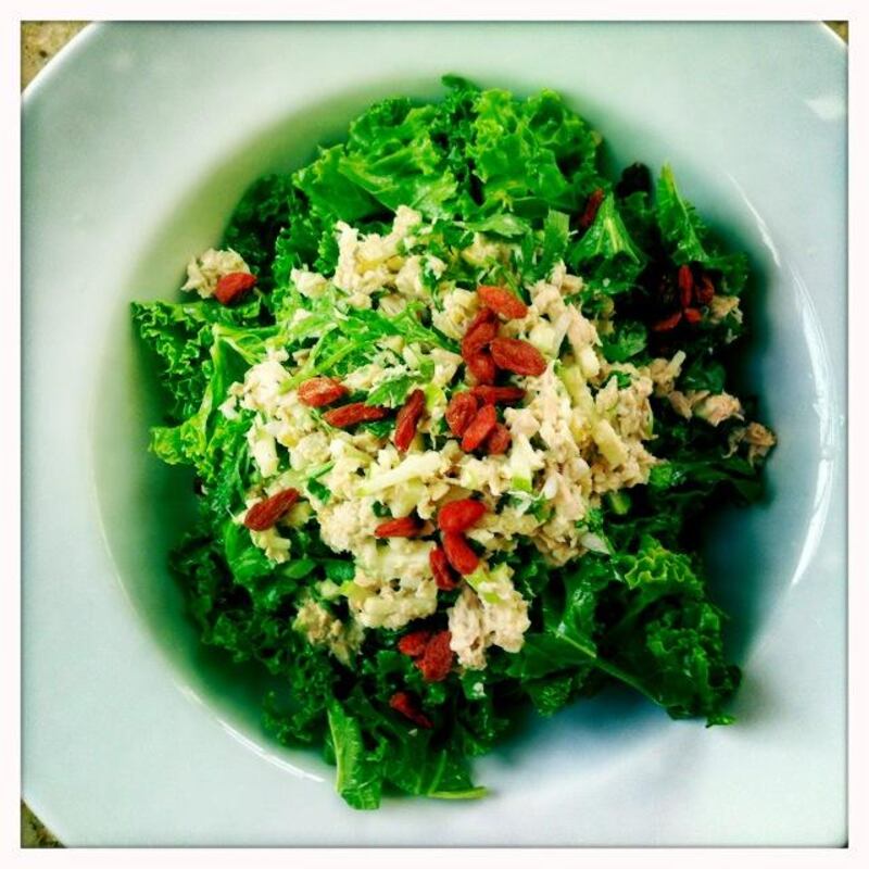 Silvia Razgova's iPhone food shoot: Raw kale salad with gojiberries and tuna. Silvia Razgova/The National 
