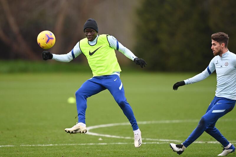 COBHAM, ENGLAND - DECEMBER 18:  N'Golo Kante of Chelsea during a training session at Chelsea Training Ground on December 18, 2020 in Cobham, England. (Photo by Darren Walsh/Chelsea FC via Getty Images)