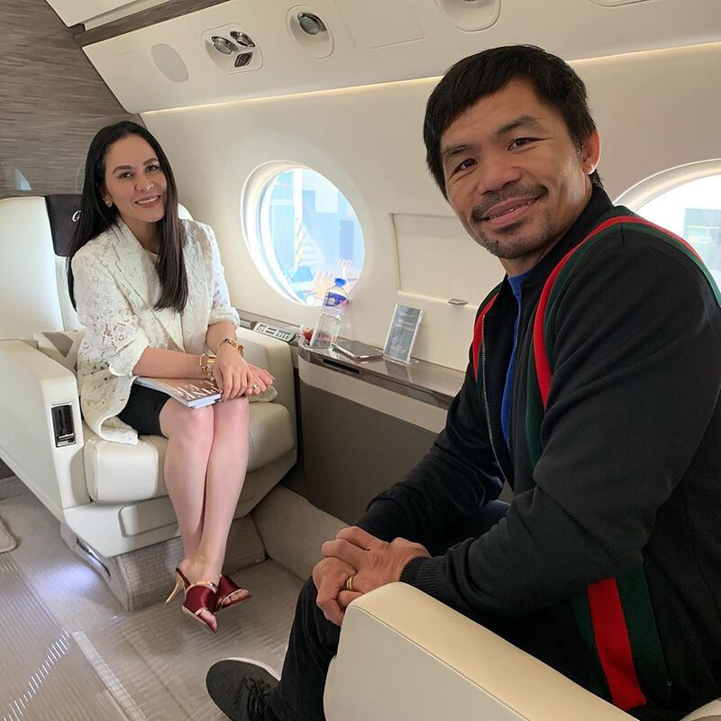 Manny Pacquiao enjoying his travel in comfort. Instagram /  @mannypacquiao