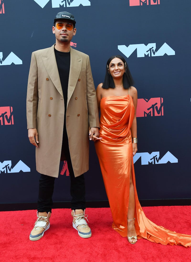 Afrojack and Elettra Lamborghini arrive at the MTV Video Music Awards on Monday, August 26. AFP