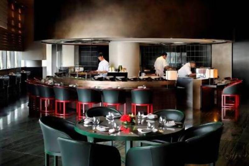 The open kitchen at Armani/Hashi in Burj Khalifa, Dubai. Courtesy Armani