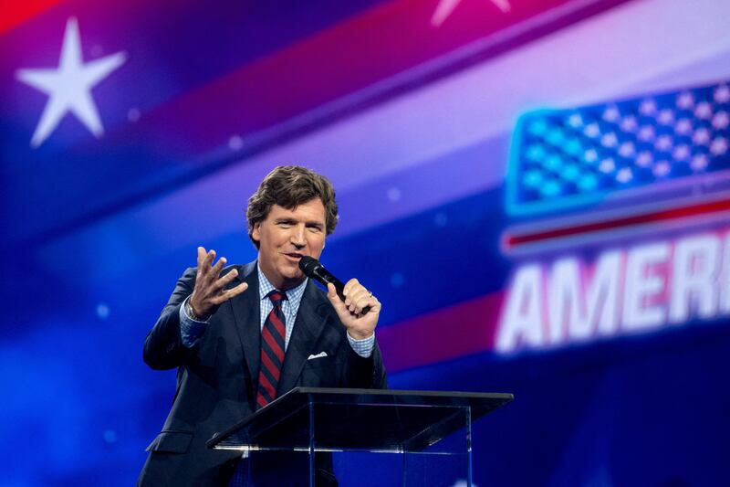 Tucker Carlson at a conservative event in Phoenix, Arizona, on December 18. Reuters