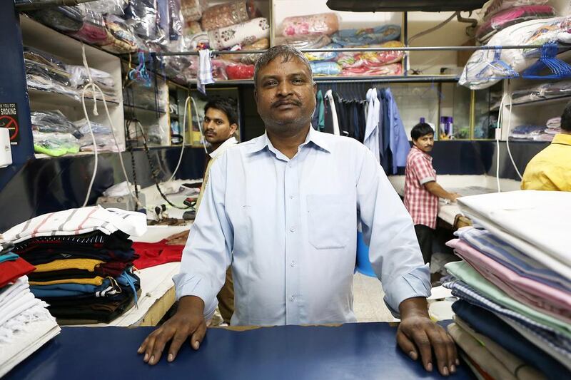 Lal Sunder Dori from India, owner of Ibn Al Ghawas Laundry, which has been open in the old Karama area of Dubai for about 20 years old. Pawan Singh / The National 