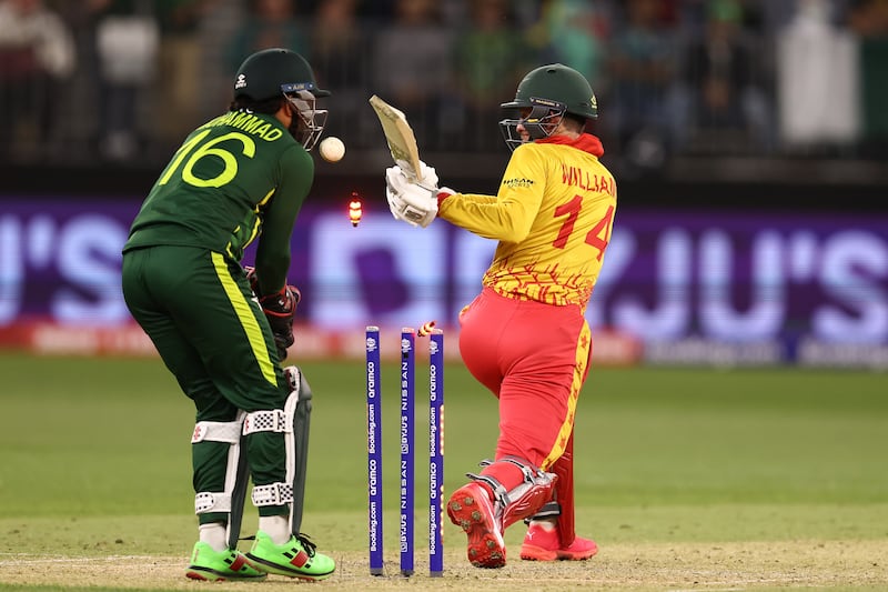 Sean Williams of Zimbabwe is bowled by Shadab Khan. Getty