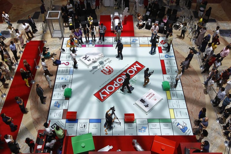 The world’s biggest Monopoly game starts on Friday at Dubai’s Mall of the Emirates, with cash and gift prizes for shoppers. Jeffrey E Biteng / The National