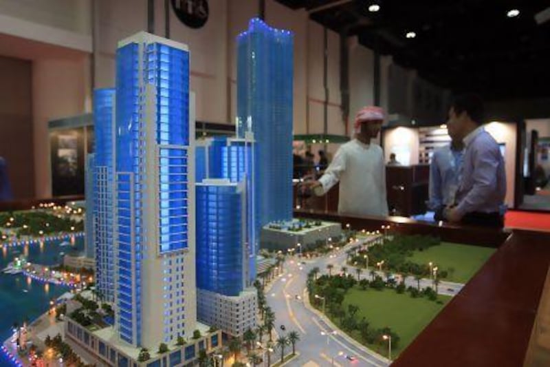 A model of Eshraq Properties' Marina Rise on display at Cityscape Abu Dhabi 2013. Ravindranath K / The National