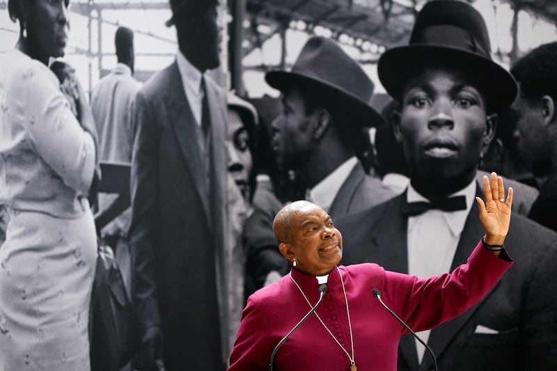 Bishop of Dover Rose Hudson-Wilkin speaks to a captive audience. Reuters