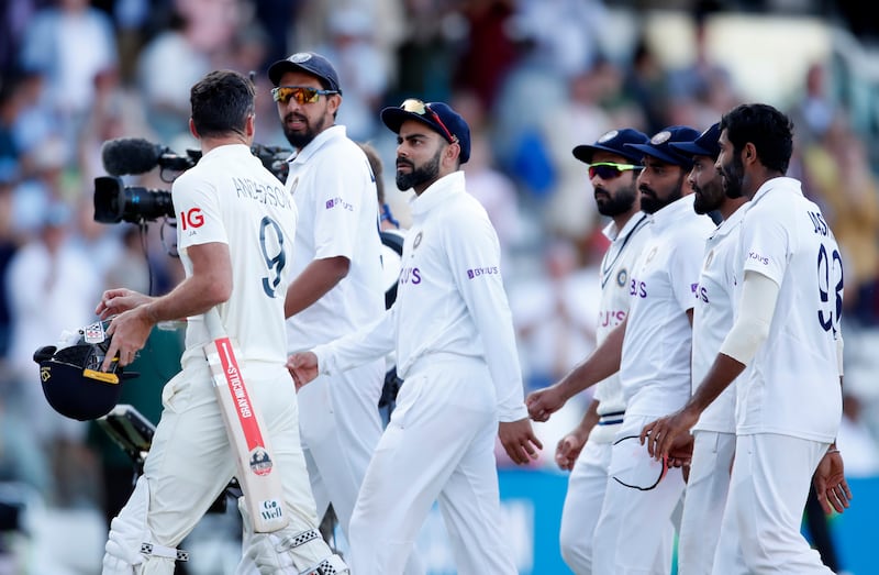 England's James Anderson argues with Virat Kohli at Lord's in 2021. Reuters