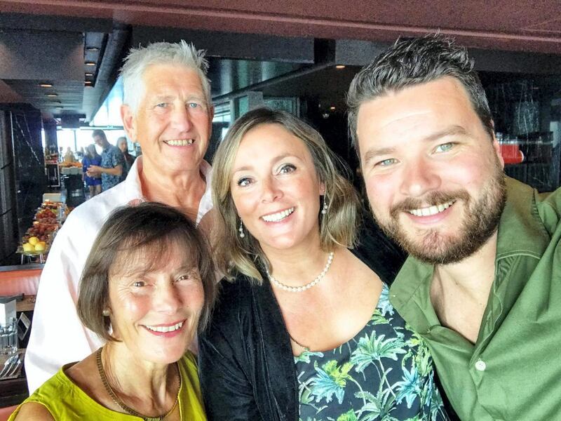 Dubai resident Emmy Brown, pictured with her husband Els and parents David and Vicky, said she jumped for joy when she heard the news she could return home to see family and friends without having to quarantine. Courtesy: Emmy Brown