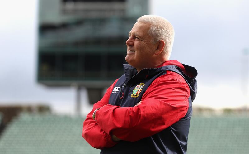 Warren Gatland, the Lions head coach looks on during the British & Irish Lions training session at QBE Stadium in Auckland