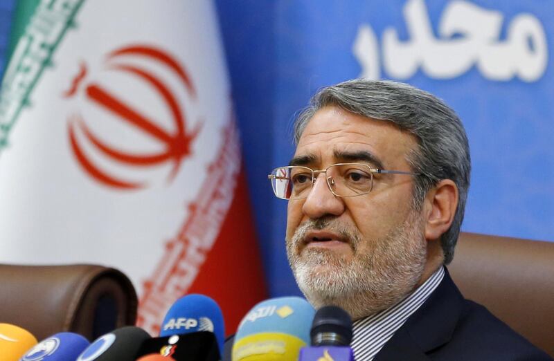 Iran's Interior Minister Abdolreza Rahmani Fazli speaks during a press conference in the capital Tehran on July 1, 2018.  / AFP / ATTA KENARE
