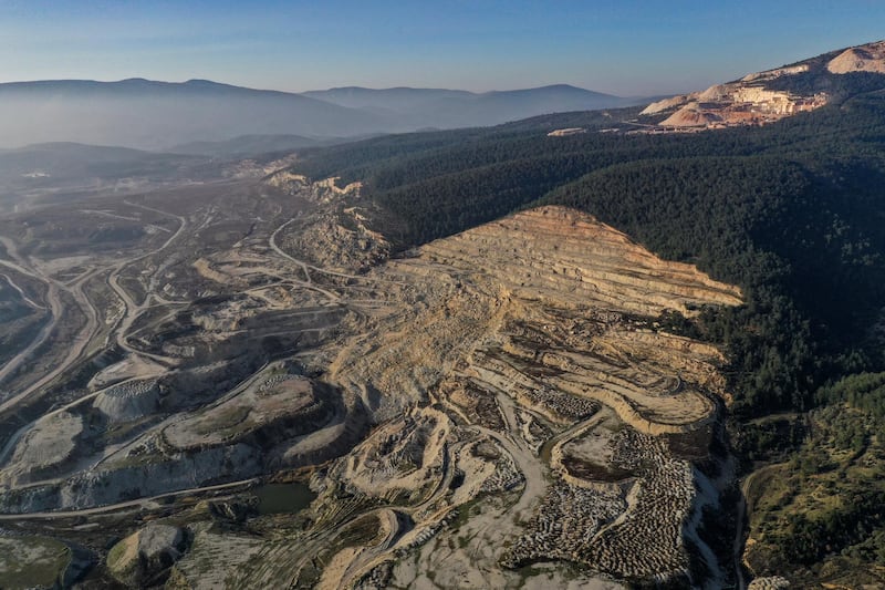 An aerial view of an open-pit coal mine near Turgut village, near Yatagan, in Mugla province, Turkey. Reuters