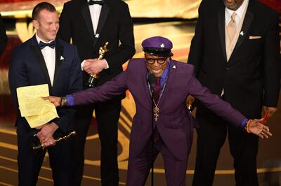 Best Adapted Screenplay nominee for "BlacKkKlansman" Spike Lee accepts the award for Best Original Screenplay during the 91st Annual Academy Awards at the Dolby Theatre in Hollywood, California on February 24, 2019. / AFP / VALERIE MACON
