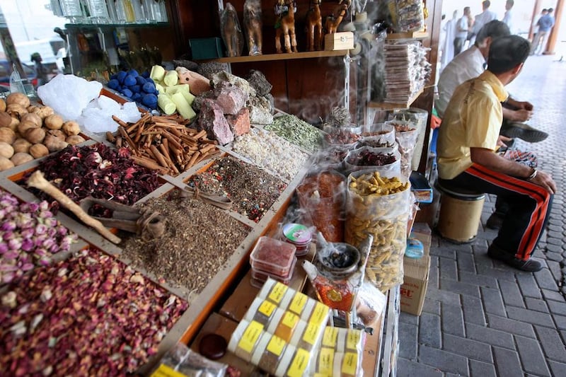 Market traders at the Iranian Spice Souk in Dubai.  Stephen Lock  /  The National