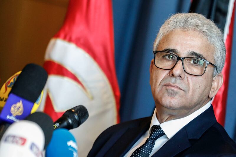 26 December 2019, Tunisia, Tunis: Fathi Bashagha, Interior Minister of the Tripoli-based UN-backed Government of National Accord (GNA) attends a press conference during a visit to Tunisia. Turkey will deploy troops to Libya upon GNA's invitation, Turkish President Recep Tayyip Erdogan said on Thursday, a step set to fuel a long-running feud in Libya. On the other hand, Bashagha said that the GNA would officially ask Turkey for military support, arising from its right to protect its legitimacy. Photo: Khaled Nasraoui/dpa (Photo by Khaled Nasraoui/picture alliance via Getty Images)