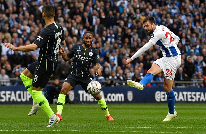 Brighton's Davy Propper takes a shot. EPA